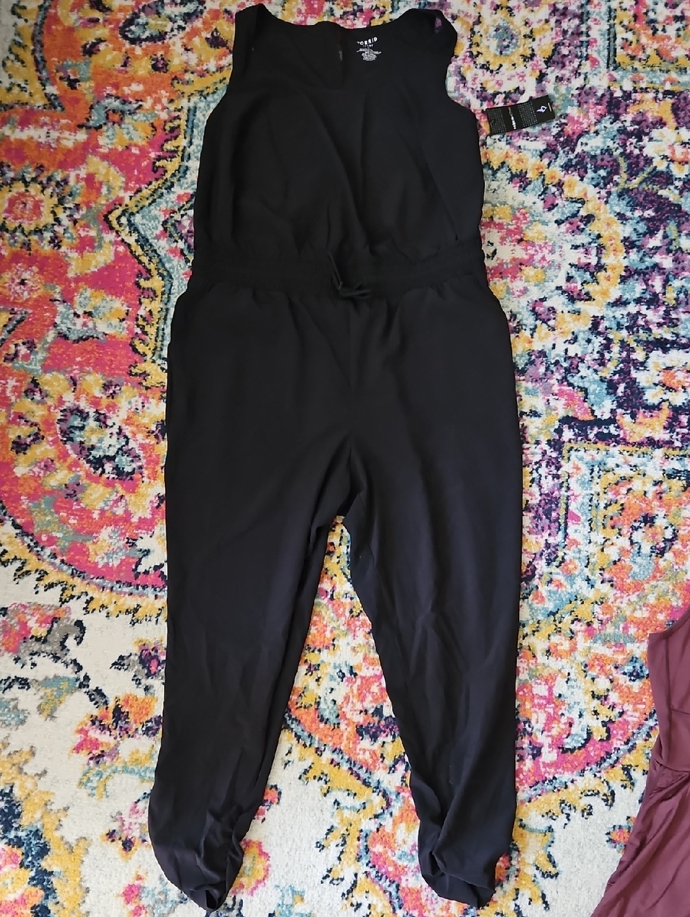 torrid Black Sleeveless Drawstring Active Jumpsuit
